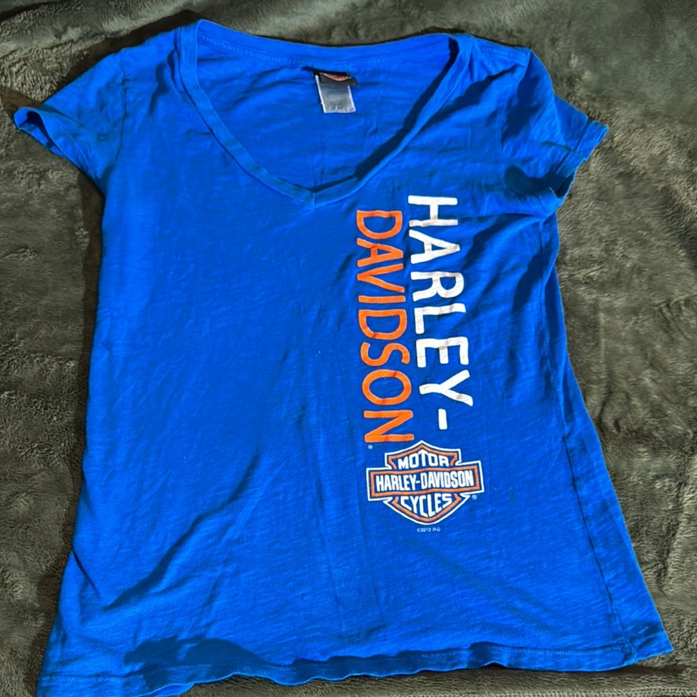 Harley-Davidson Blue and Orange T-Shirt